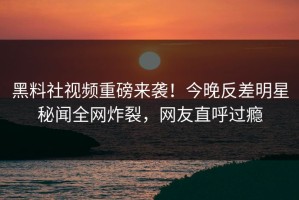 黑料社视频重磅来袭！今晚反差明星秘闻全网炸裂，网友直呼过瘾