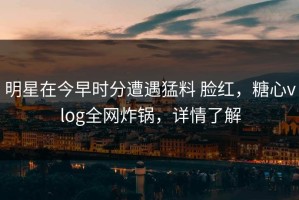 明星在今早时分遭遇猛料 脸红，糖心vlog全网炸锅，详情了解