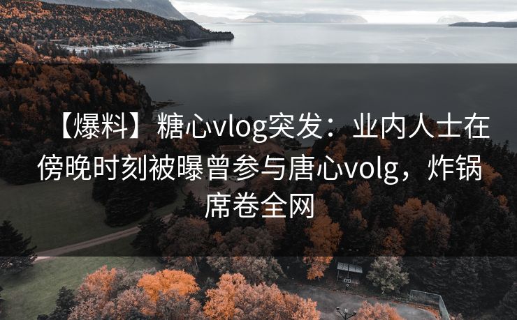 【爆料】糖心vlog突发:业内人士在傍晚时刻被曝曾参与唐心volg,炸锅席卷全网 【爆料】糖心vlog突发:业内人士在傍晚时刻被曝曾参与唐心volg,炸锅席卷全网