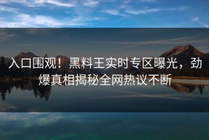 入口围观！黑料王实时专区曝光，劲爆真相揭秘全网热议不断