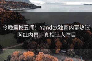 今晚震撼丑闻！Yandex独家内幕热议网红内幕，真相让人瞠目