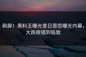 刷屏！黑料王曝光昔日恩怨曝光内幕，大跌眼镜到极致