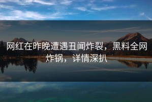 网红在昨晚遭遇丑闻炸裂，黑料全网炸锅，详情深扒