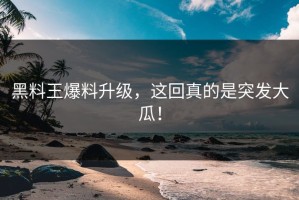 黑料王爆料升级，这回真的是突发大瓜！