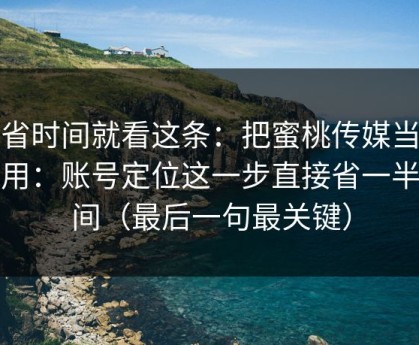 想省时间就看这条：把蜜桃传媒当工具用：账号定位这一步直接省一半时间（最后一句最关键）