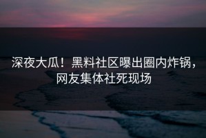 深夜大瓜！黑料社区曝出圈内炸锅，网友集体社死现场