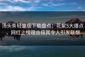 汤头条轻量版下载盘点：花絮5大爆点，网红上榜理由极其令人引发联想