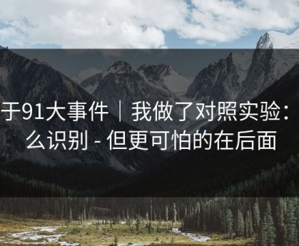 关于91大事件｜我做了对照实验：怎么识别 - 但更可怕的在后面