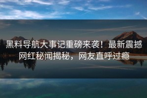 黑料导航大事记重磅来袭！最新震撼网红秘闻揭秘，网友直呼过瘾