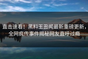 直击速看！黑料王丑闻最新重磅更新，全网疯传事件揭秘网友直呼过瘾
