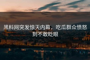 黑料网突发惊天内幕，吃瓜群众愤怒到不敢眨眼
