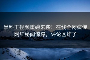黑料王视频重磅来袭！在线全网疯传网红秘闻惊爆，评论区炸了