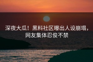 深夜大瓜！黑料社区曝出人设崩塌，网友集体忍俊不禁