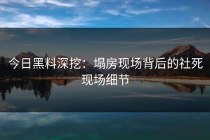 今日黑料深挖：塌房现场背后的社死现场细节
