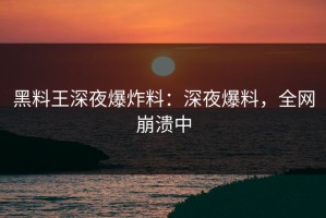 黑料王深夜爆炸料：深夜爆料，全网崩溃中