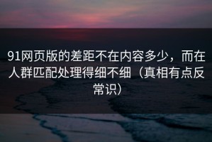 91网页版的差距不在内容多少，而在人群匹配处理得细不细（真相有点反常识）