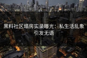 黑料社区塌房实录曝光：私生活乱象引发无语