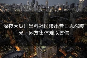 深夜大瓜！黑料社区曝出昔日恩怨曝光，网友集体难以置信