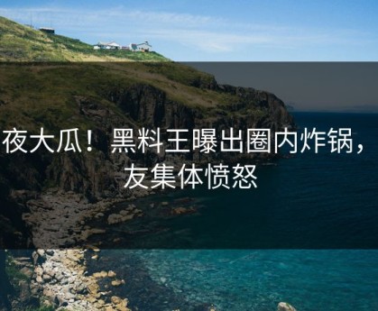 深夜大瓜！黑料王曝出圈内炸锅，网友集体愤怒