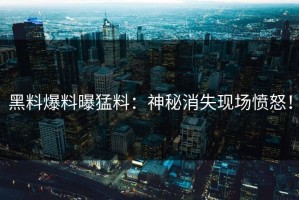 黑料爆料曝猛料：神秘消失现场愤怒！