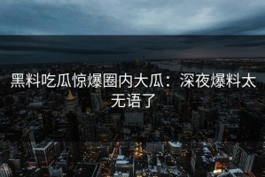 黑料吃瓜惊爆圈内大瓜：深夜爆料太无语了