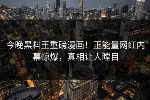 今晚黑料王重磅漫画！正能量网红内幕惊爆，真相让人瞠目