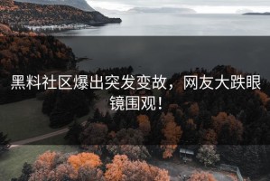 黑料社区爆出突发变故，网友大跌眼镜围观！