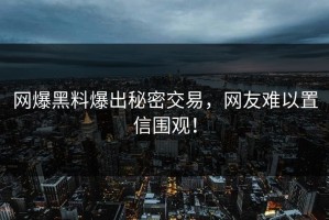 网爆黑料爆出秘密交易，网友难以置信围观！