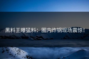 黑料王曝猛料：圈内炸锅现场震惊！