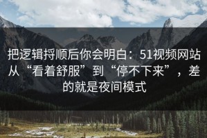把逻辑捋顺后你会明白：51视频网站从“看着舒服”到“停不下来”，差的就是夜间模式
