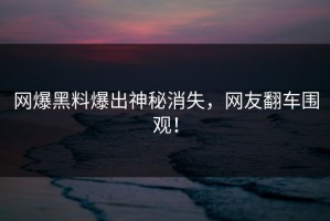 网爆黑料爆出神秘消失，网友翻车围观！