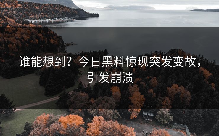 谁能想到？今日黑料惊现突发变故，引发崩溃