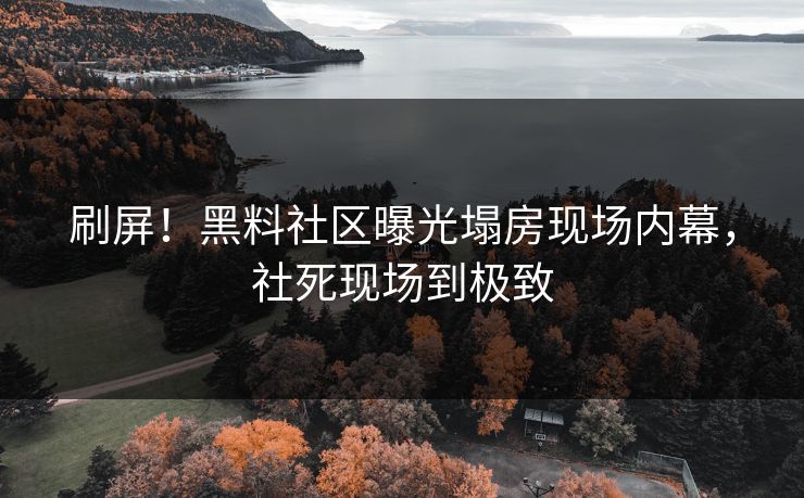 刷屏！黑料社区曝光塌房现场内幕，社死现场到极致