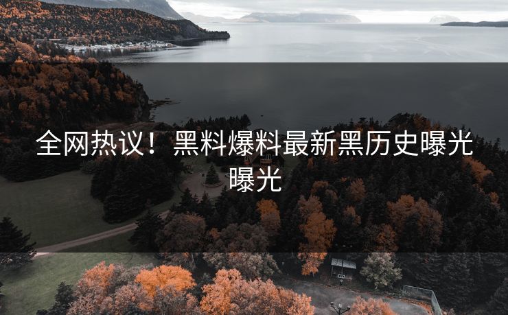 全网热议！黑料爆料最新黑历史曝光曝光
