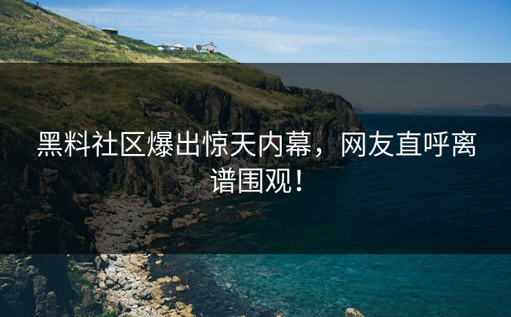 黑料社区爆出惊天内幕，网友直呼离谱围观！