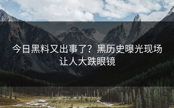 今日黑料又出事了？黑历史曝光现场让人大跌眼镜
