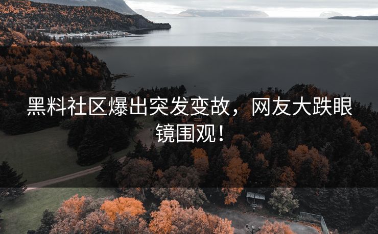 黑料社区爆出突发变故，网友大跌眼镜围观！
