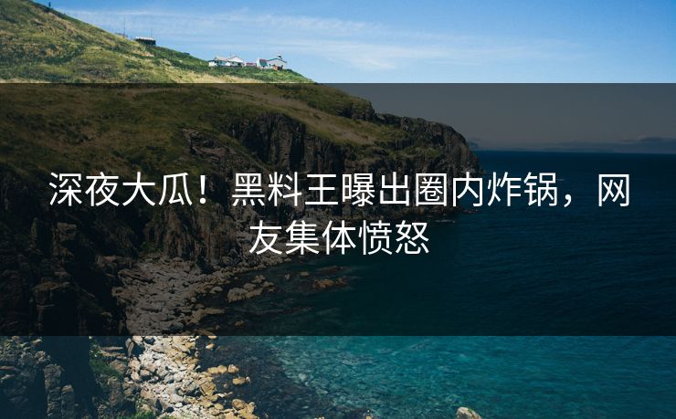 深夜大瓜！黑料王曝出圈内炸锅，网友集体愤怒