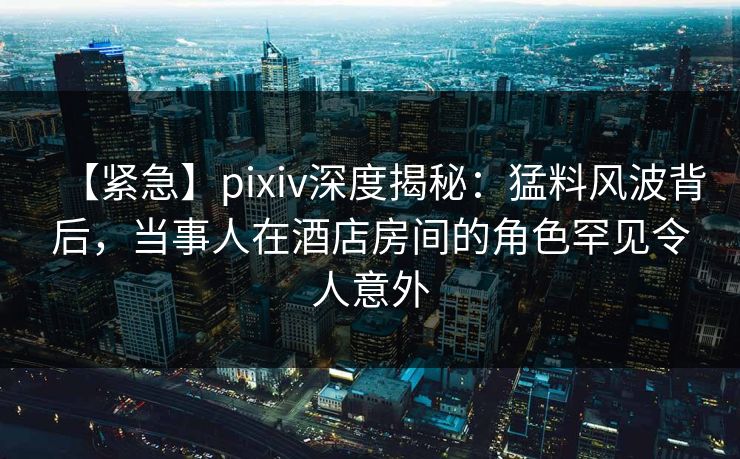 【紧急】pixiv深度揭秘：猛料风波背后，当事人在酒店房间的角色罕见令人意外
